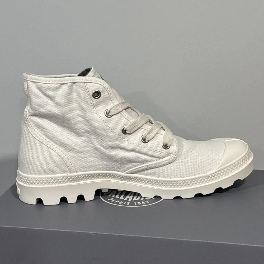 PALLADIUM PAMPA HI ORIGINAL CANVAS BOOTS WHITE HIGH TOP SNEAKERS WOMENS 9.5 READ - Picture 10 of 12